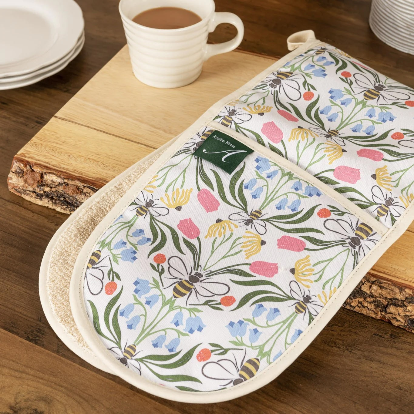 British Bee Floral Double Oven Glove