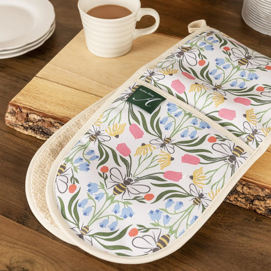 British Bee Floral Double Oven Glove
