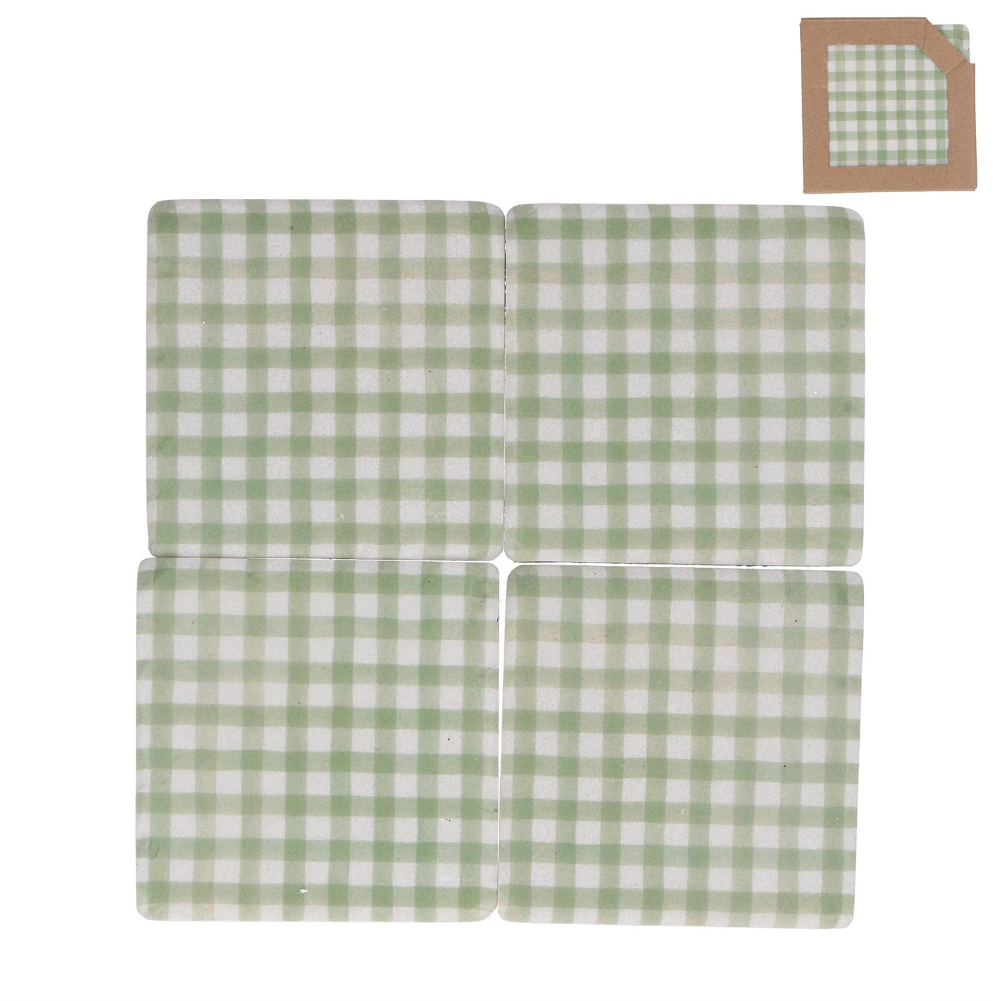 Sage Green Gingham Coaster