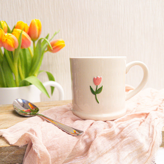 Pink Tulip Stoneware Mini Mug