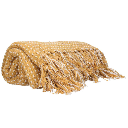 Woven Mustard Yellow Blanket Throw