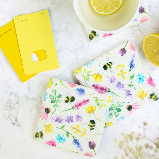 Floral Bee Drinks Coaster - Set of Four