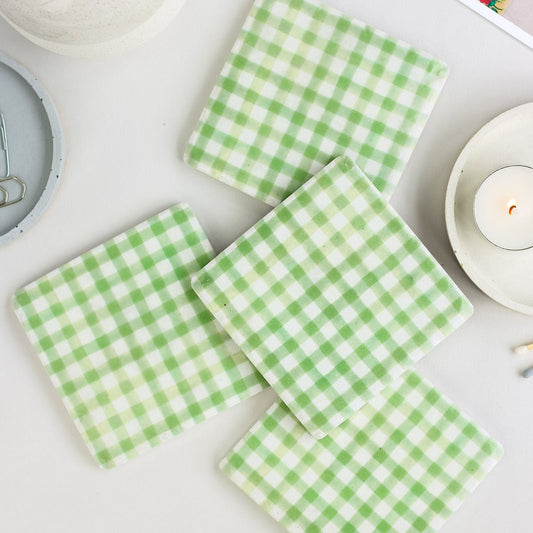 Sage Green Gingham Coaster