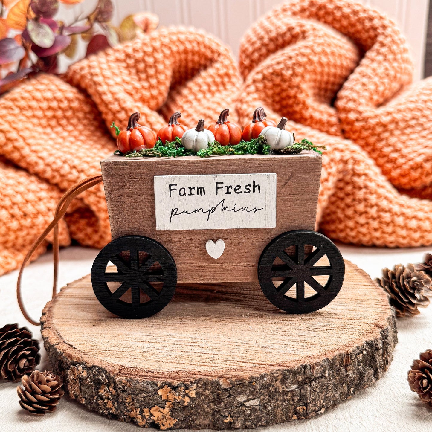 Farm Fresh Pumpkins Wooden Wagon