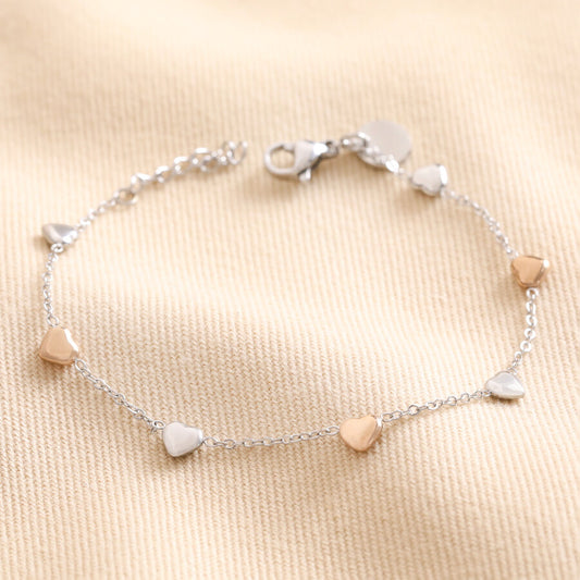 Mixed Heart Charm Bracelet