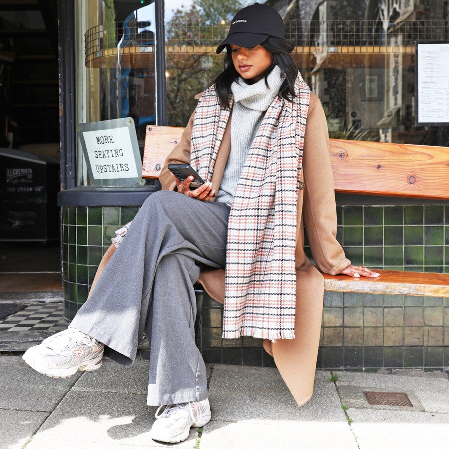 Tweed Checked Autumn Scarf