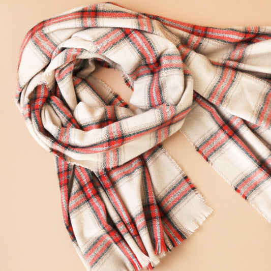 Clara Neutral Tartan Scarf