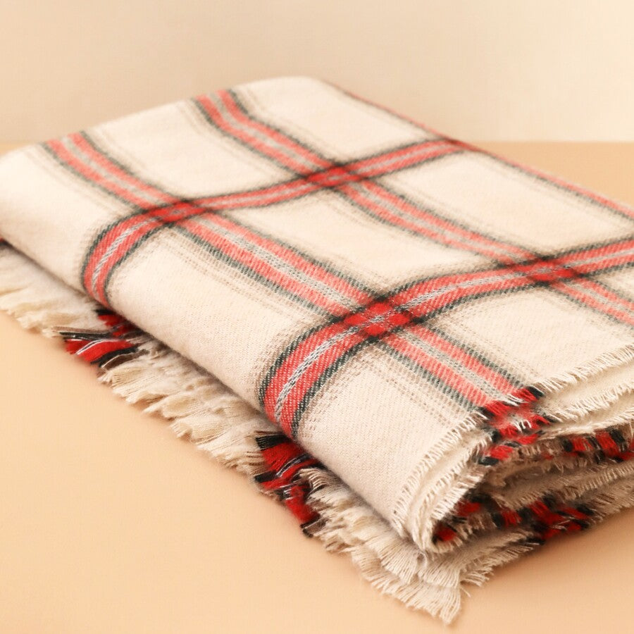 Clara Neutral Tartan Scarf