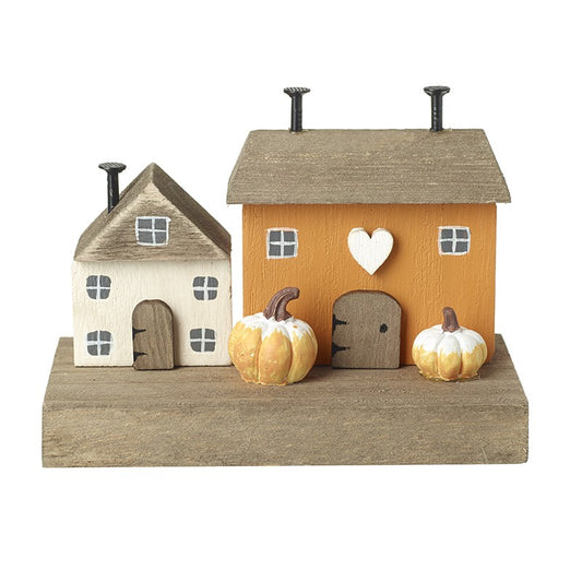 Autumn Cottages Wooden Block