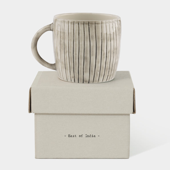 East of India Painted Scratched Line Mug