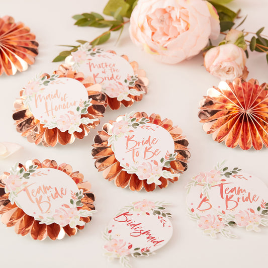 Team Bride Floral Badges