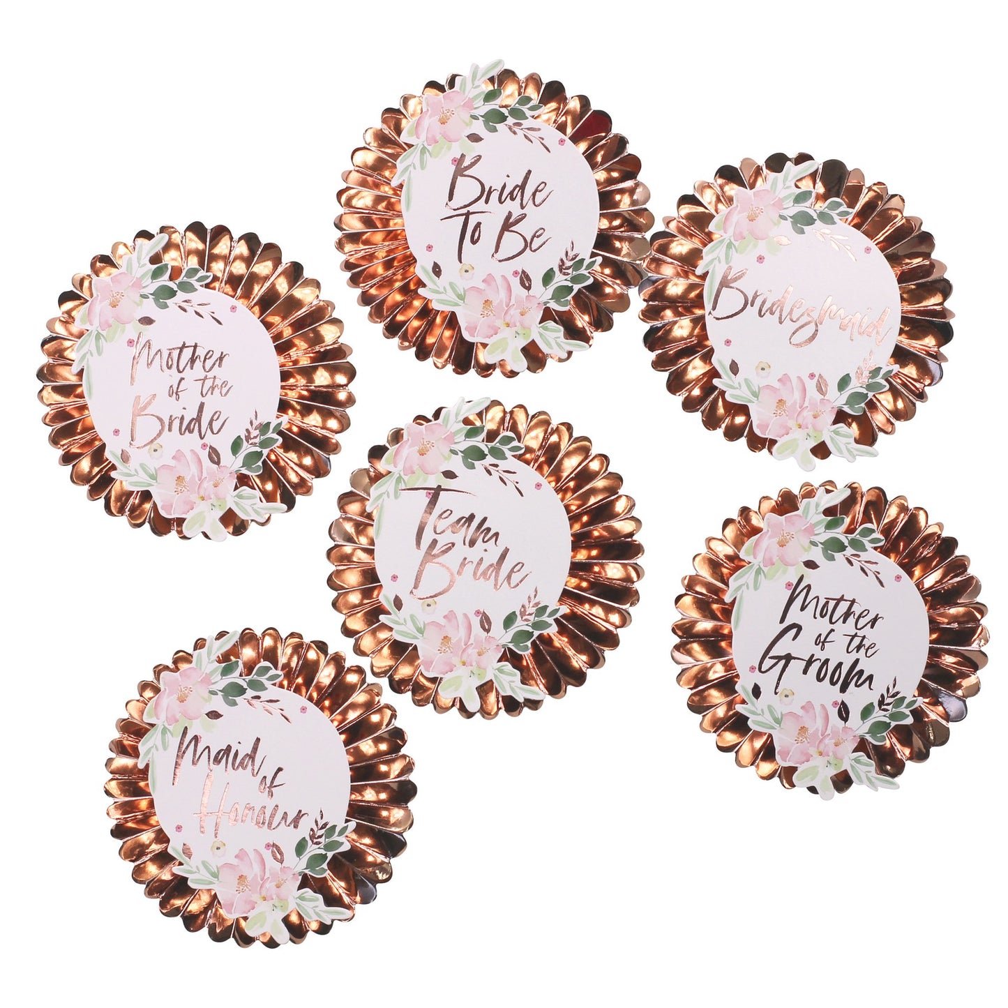 Team Bride Floral Badges
