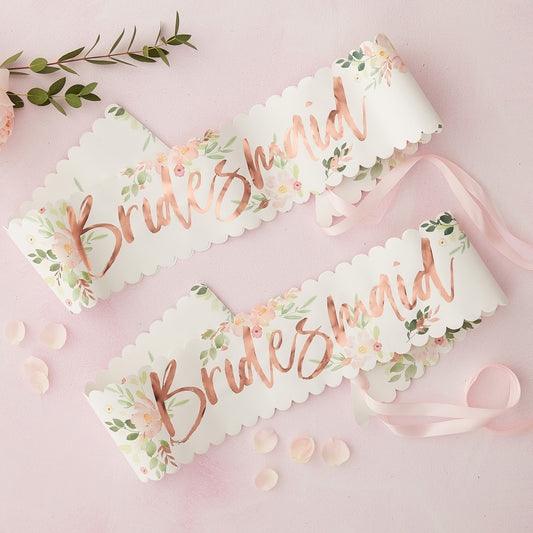 Bridesmaid Floral Sash (Set of 2)