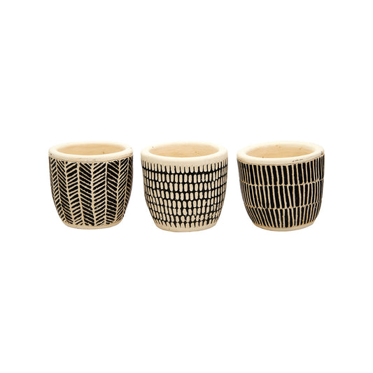 Boho Mini Cement Planters (Set of 3)