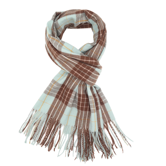 Duck Egg Blue Tartan Scarf