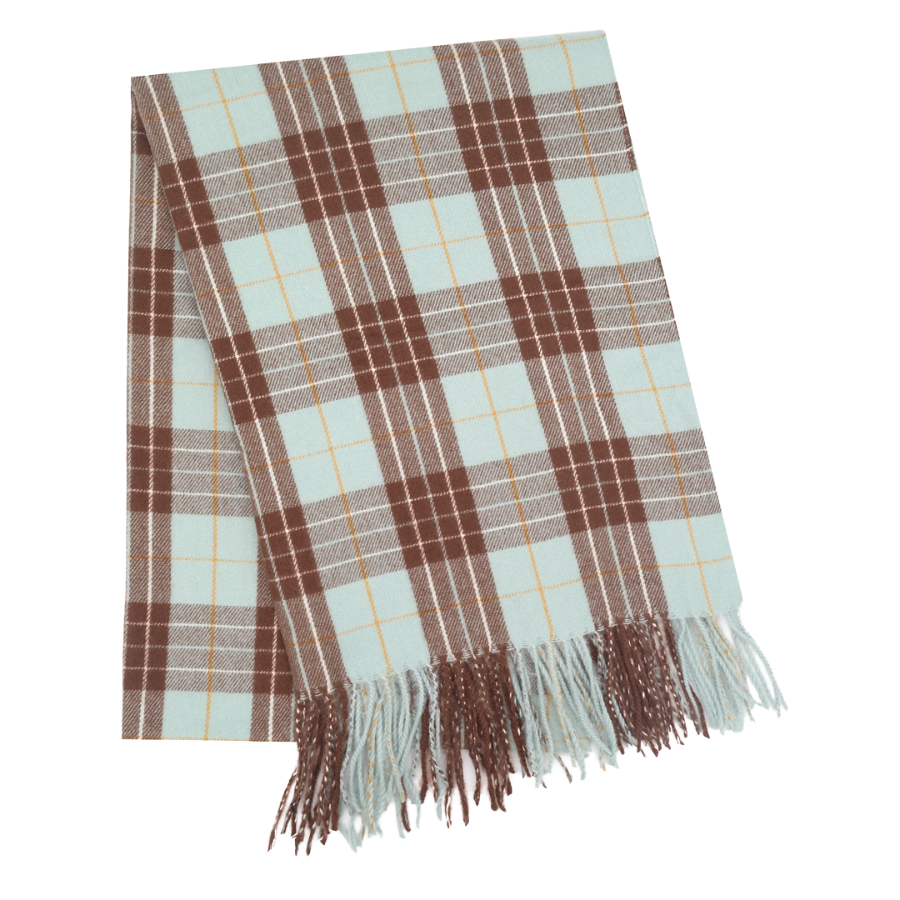 Duck Egg Blue Tartan Scarf