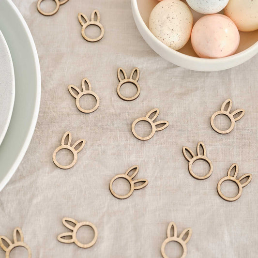 Wooden Easter Bunny Table Confetti