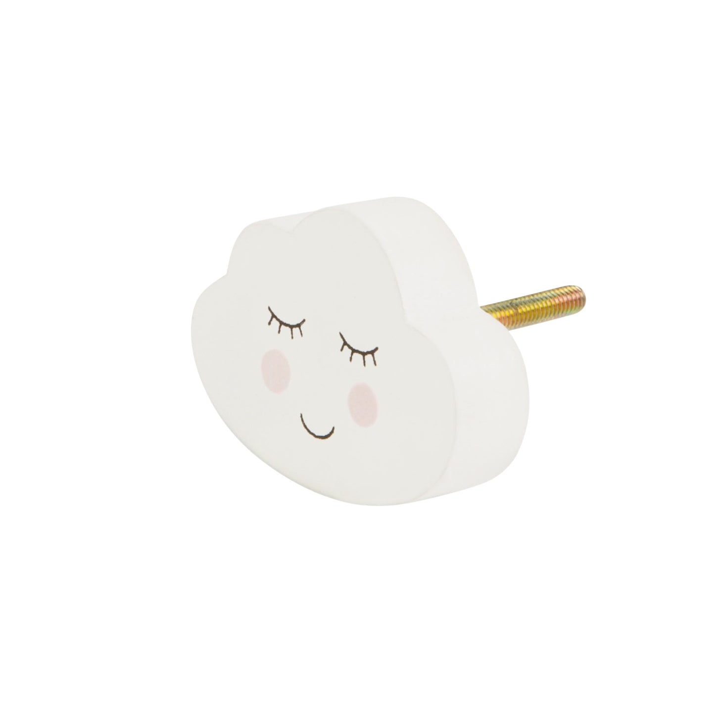 Side view of white drawer knob