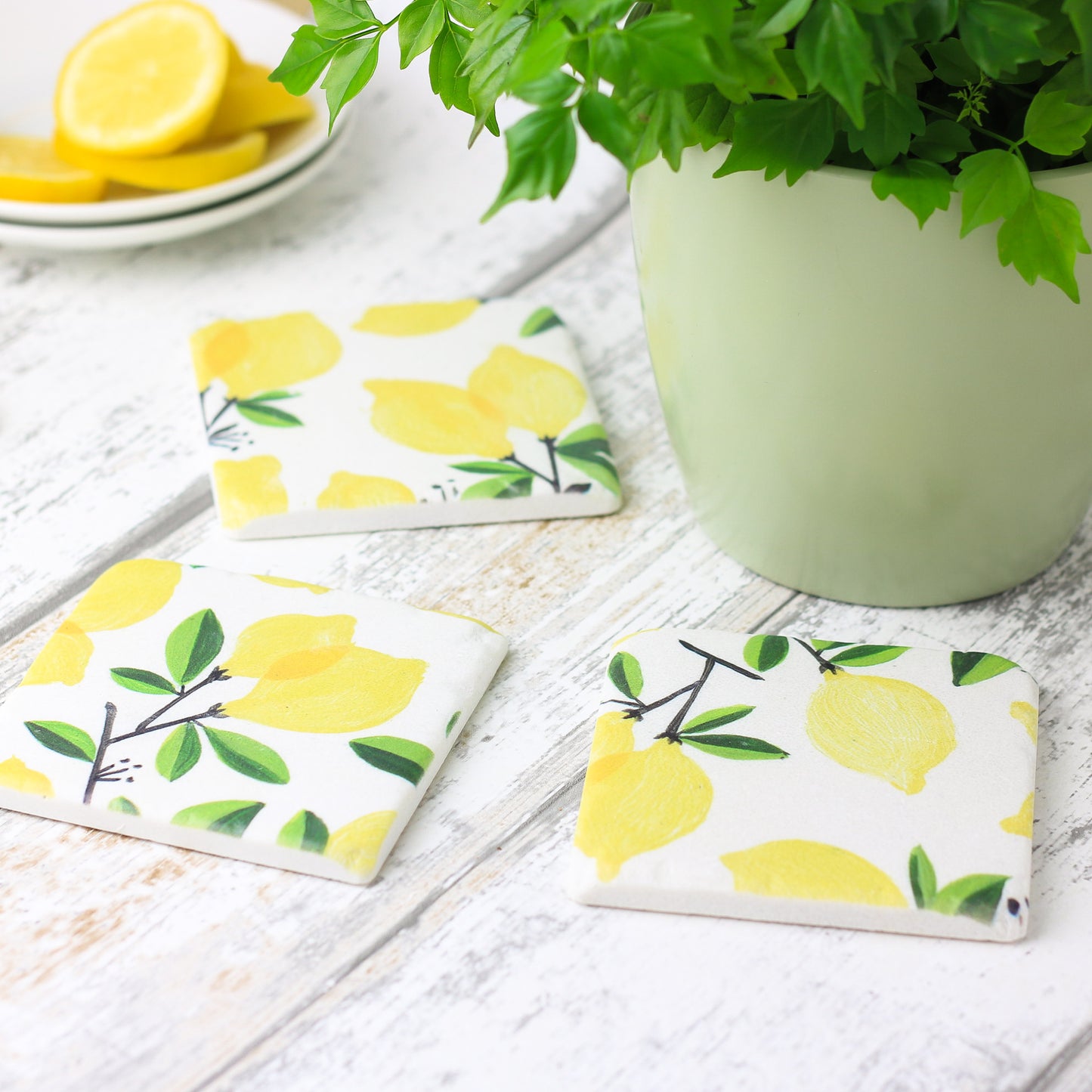 Italian Lemon Tree Coasters - Set of Four