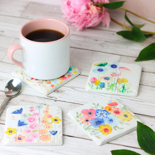 Whimsy Floral Blooms Coasters - Set of Four