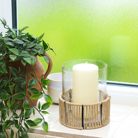 Jute Glass Lantern - Small