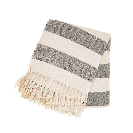 Natural Striped Blanket Throw