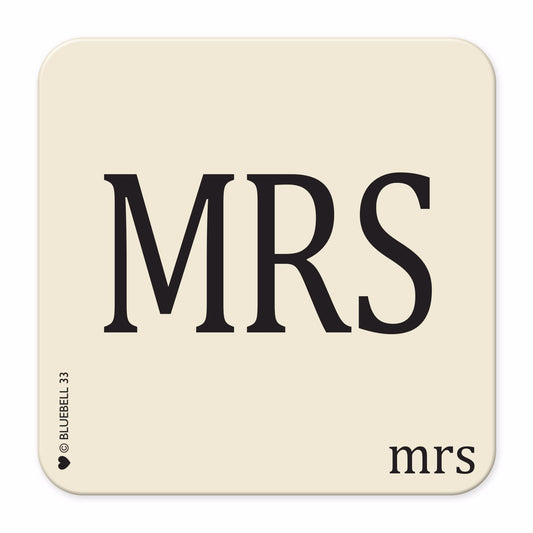 Cream and Black Square Coaster with Mrs