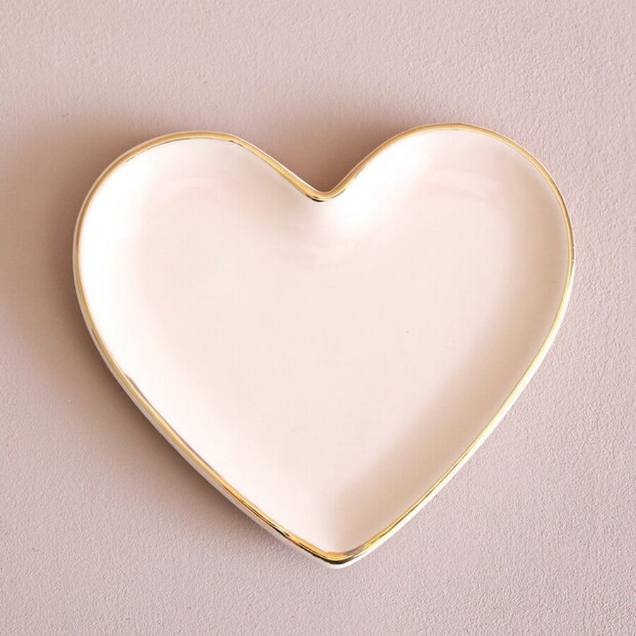 Blush Pink and Gold Heart Trinket Dish