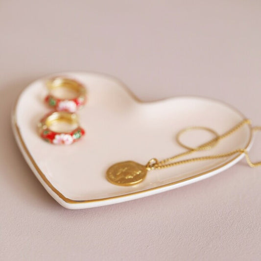 Blush Pink and Gold Heart Trinket Dish