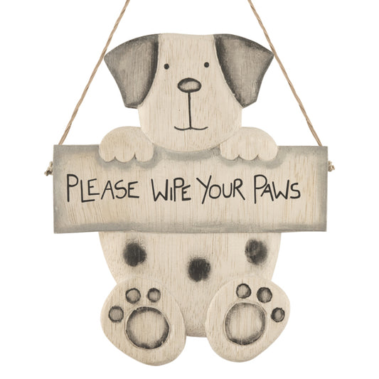 Wooden Dog Sign - Please Wipe Your Paws