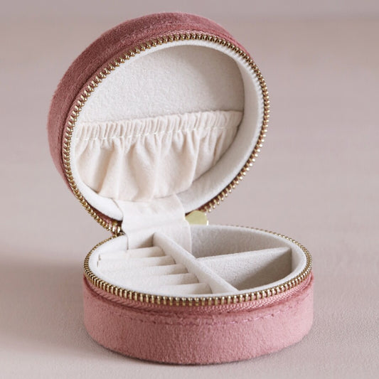 Blush Pink Round Jewellery Case