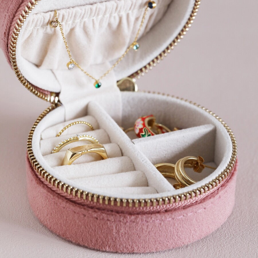 Blush Pink Round Jewellery Case