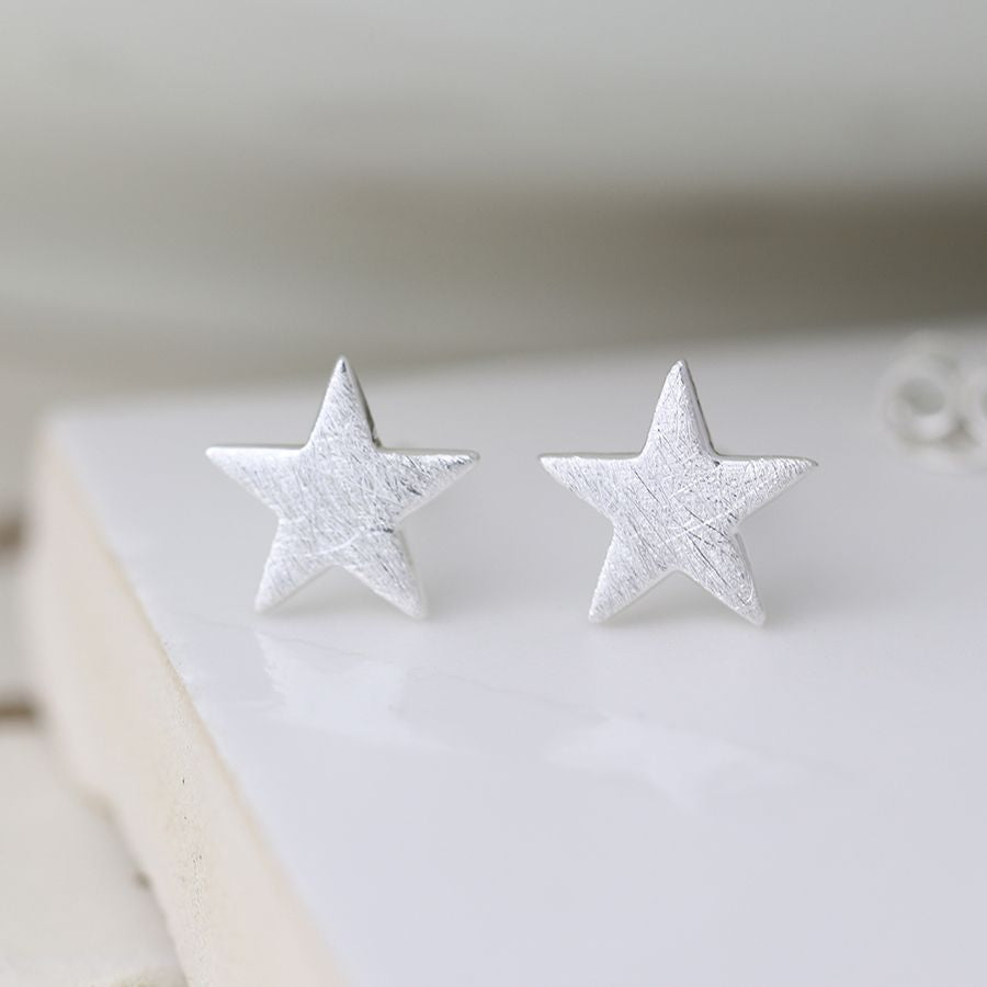Scratched Effect Star Earrings