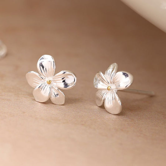 Sterling Silver Violet Stud Earrings