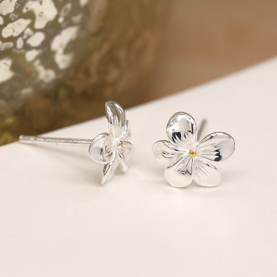 Sterling Silver Violet Stud Earrings