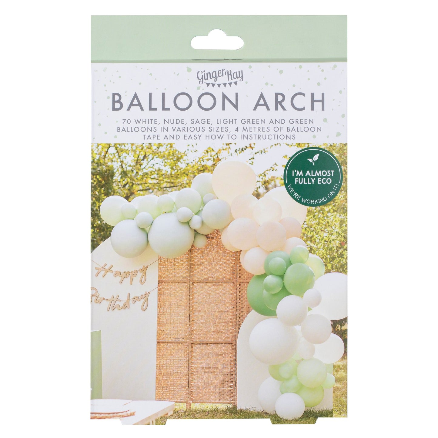 Sage Green, Nude and White Balloon Arch Kit