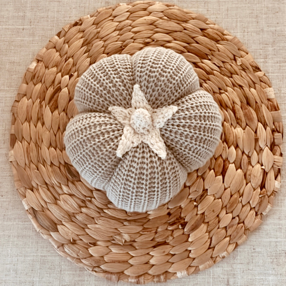 Grey Knitted Pumpkin - Medium