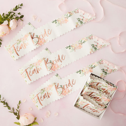 Team Bride Floral Sash (Set of 6)