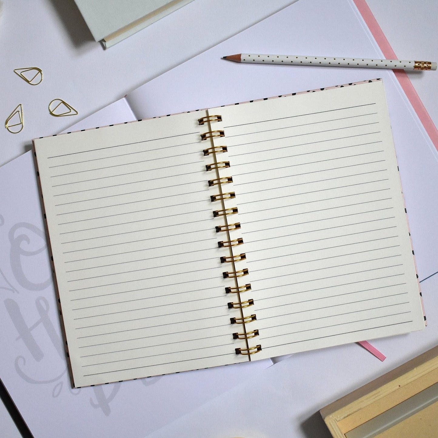 Wire Bound Pink Dotted A5 Notebook