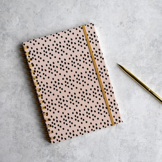 Wire Bound Pink Dotted A5 Notebook