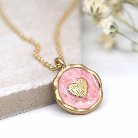 pink and gold heart necklace