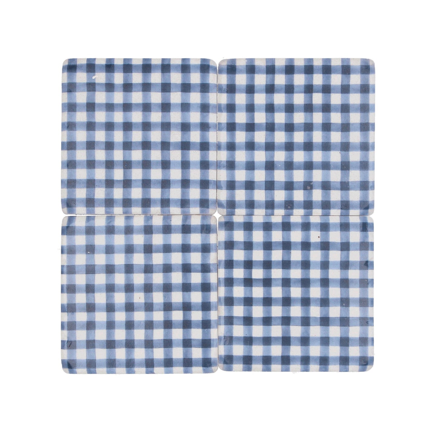 Navy Blue Gingham Coasters - Set of Four