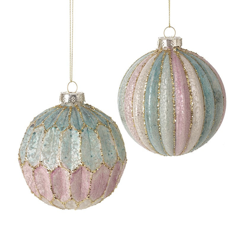 Pastel Glitter Indented Bauble
