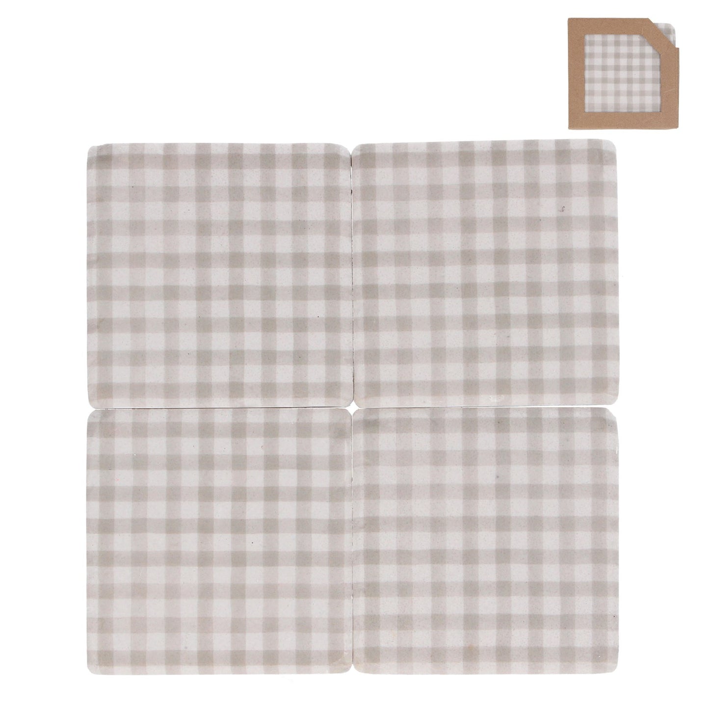 Natural Gingham Coasters - Set of Four