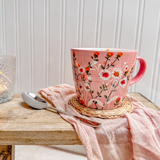 Pink Daisy Stoneware Mug