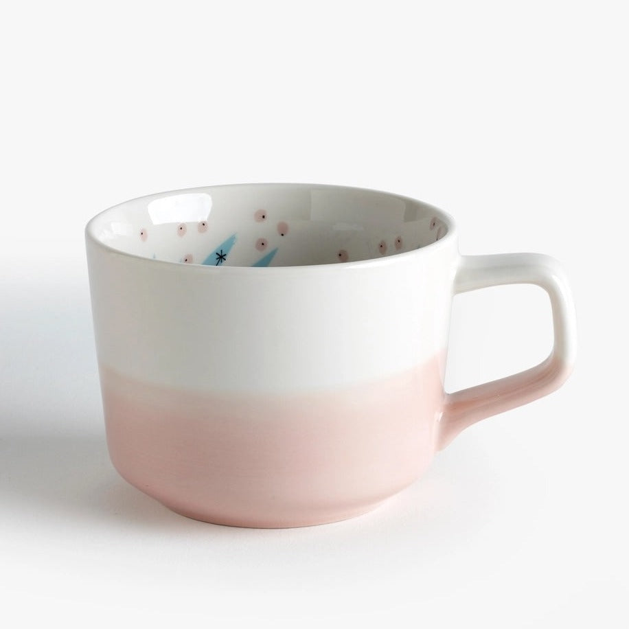 pink and white wildflower mug 