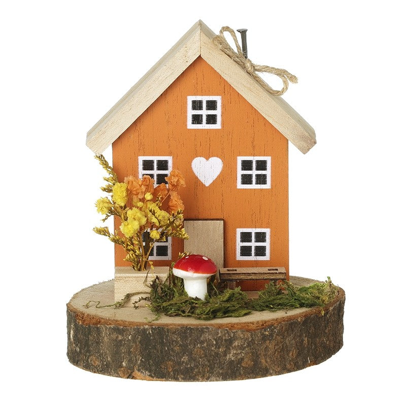 Autumn Orange Wooden Home on Log
