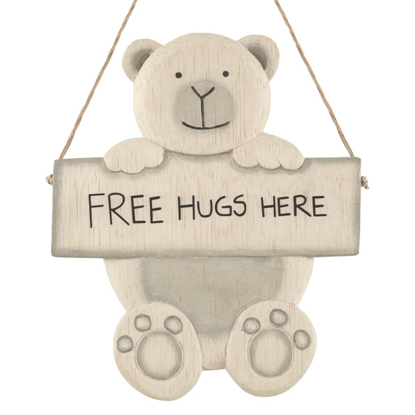 Wooden Bear Sign - Free Hugs Here