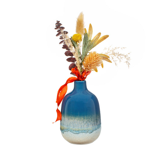 Mojave Glazed Bud Vase - Blue