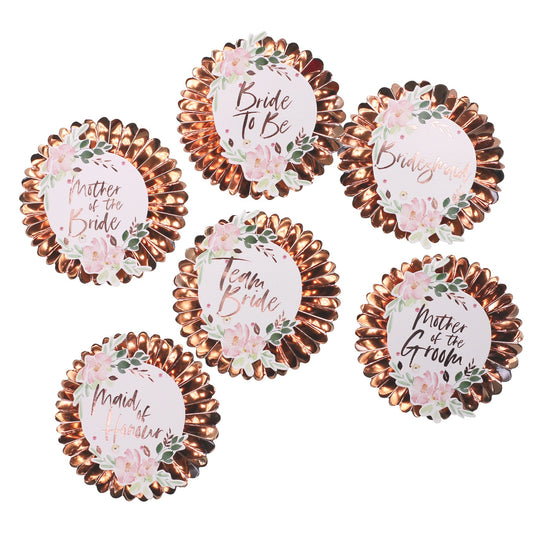 Team Bride Floral Badges